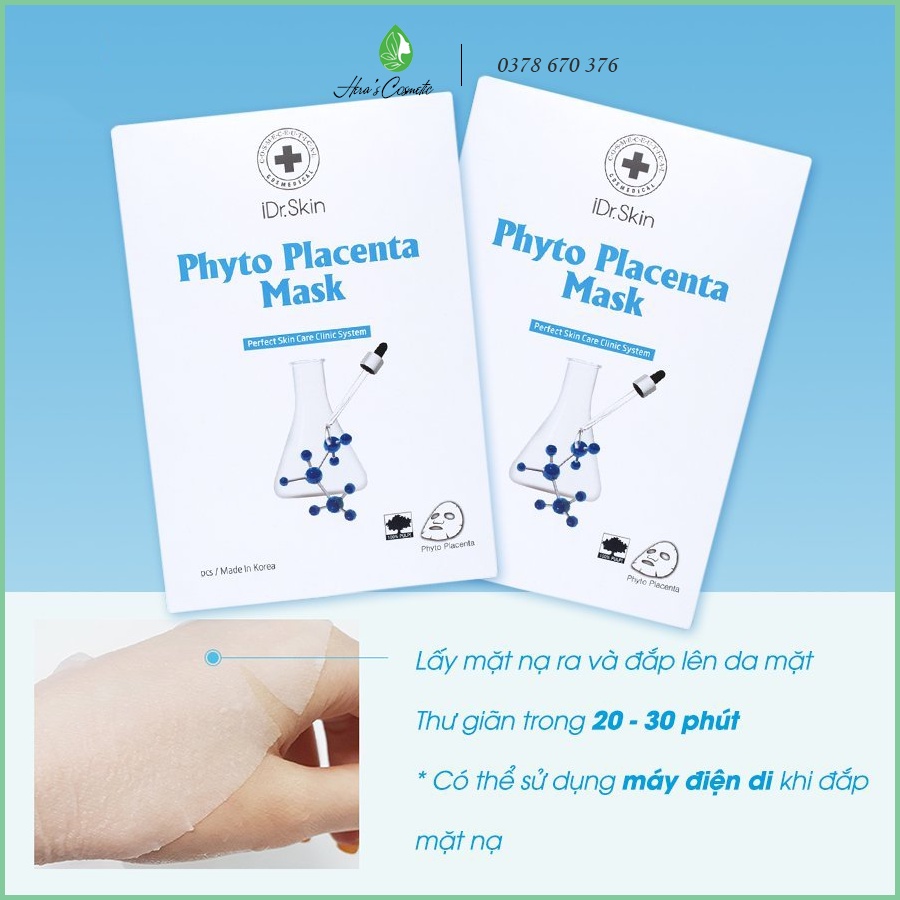 Mặt nạ nhau thai phục hồi da Idr Skin_ Idr Skin Phyto Placenta Mask giúp giảm sưng đỏ, phục hồi sau lăn kim, vi tảo...