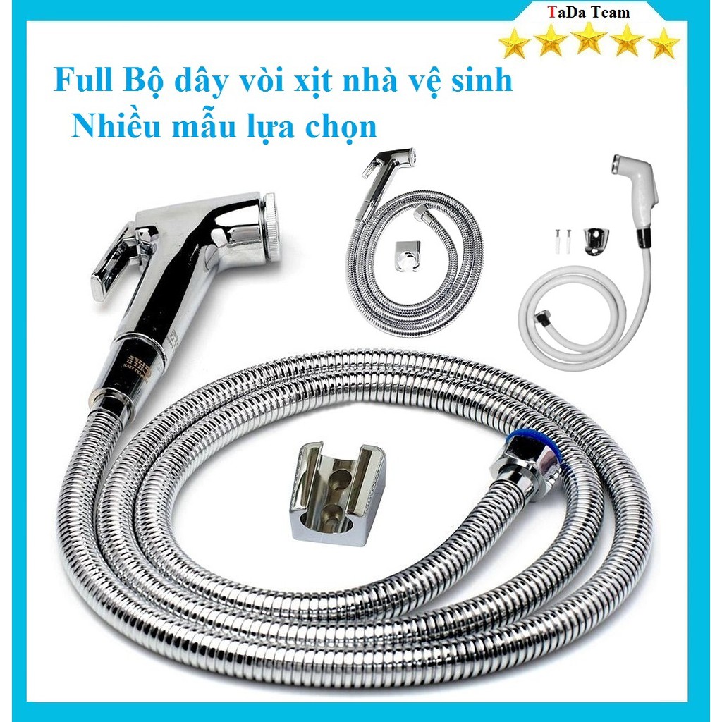 Full Bộ dây vòi xịt rửa nhà vệ sinh, toliet bằng nhựa ABS xả nước mạnh, chống rỉ sét