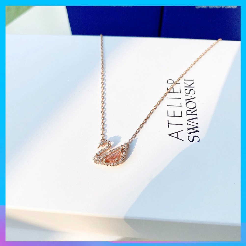 [Swarovski Chính Hãng] Vòng Cổ Swarovski Dazzling Swan Necklace Multi-Colored Rose-Gold Tone Plated