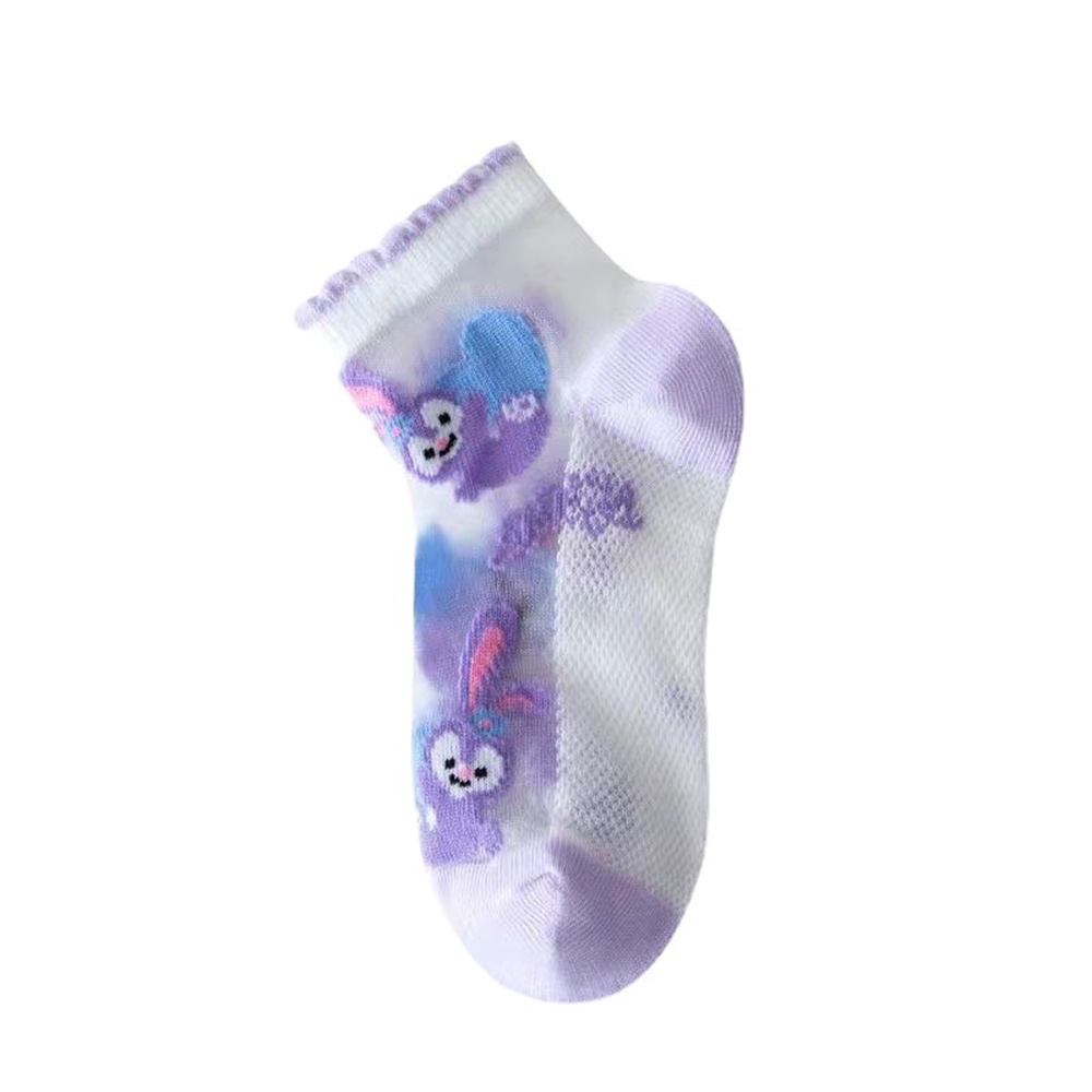 Set 5 Đôi Vớ Siêu Mỏng Trong Suốt Thoáng Khí In Họa Tiết Hoạt Hình Dễ Thương Cho Bé Gái