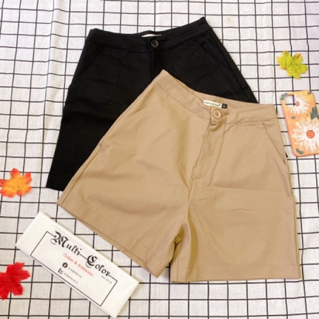 Quần Short Nữ Kaki Trơn Lưng Cao (100% ảnh thật)