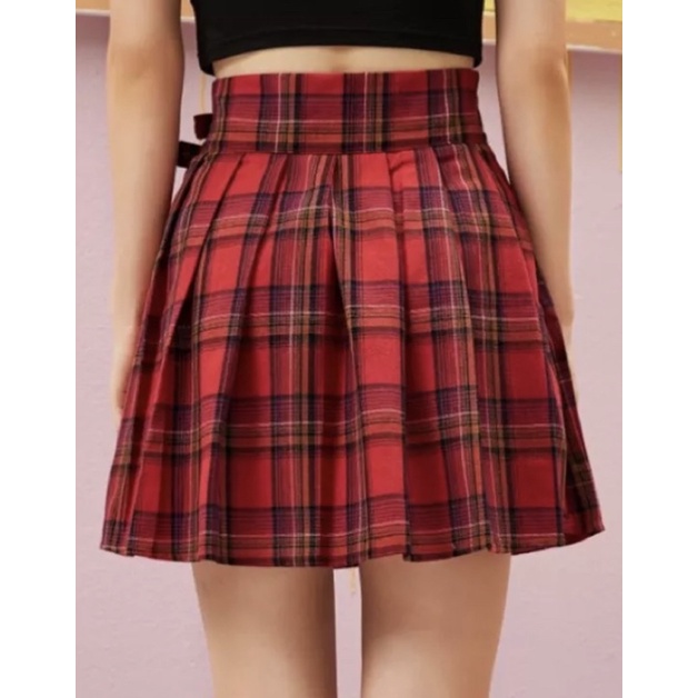 Váy Kẻ Ca Rô Hàn Quốc Cho Nữ, Nhẫn Kim Loại Thời Trang Mùa Hè Chân Váy Mini Xếp Ly Chữ A Cạp Cao | BigBuy360 - bigbuy360.vn