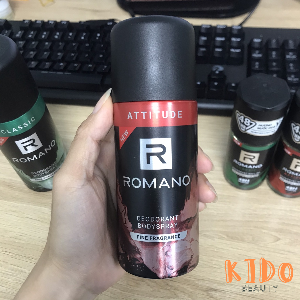 Xịt Khử Mùi Toàn Thân Cho Nam Romano Deodorant Bodyspray 150ml | Lăn nách nam Romano 50ml