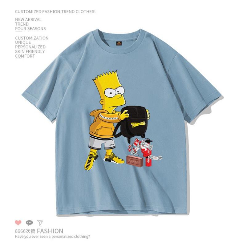 Áo thun Bart Simpson💖 Freeship💖 Áo phông cao cấp nam nữ  trắng đen tay ngắn cổ tròn hình in phối - Yume Fashion ་