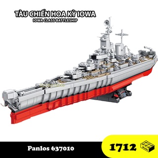 Đồ chơi lắp ráp Tàu chiến Hoa Kỳ IOWA, Panlos 637010 Battle Ship, Xếp hình thông minh, Mô hình tàu chiến 1712 Mảnh ghép