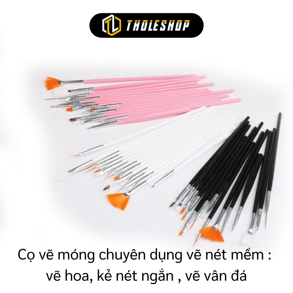 Cọ Vẽ Móng - Bộ 15 Cây Cọ Vẽ Nails Chuyên Dụng, Tán Vân Đá 6012