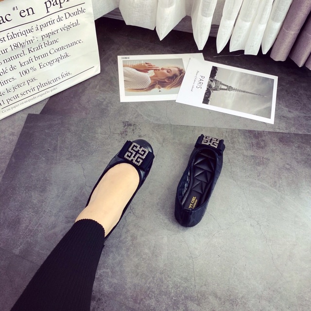 GIÀY BÚP BÊ THÊU PHỐI KHOÁ SIÊU SANG [SẴN]