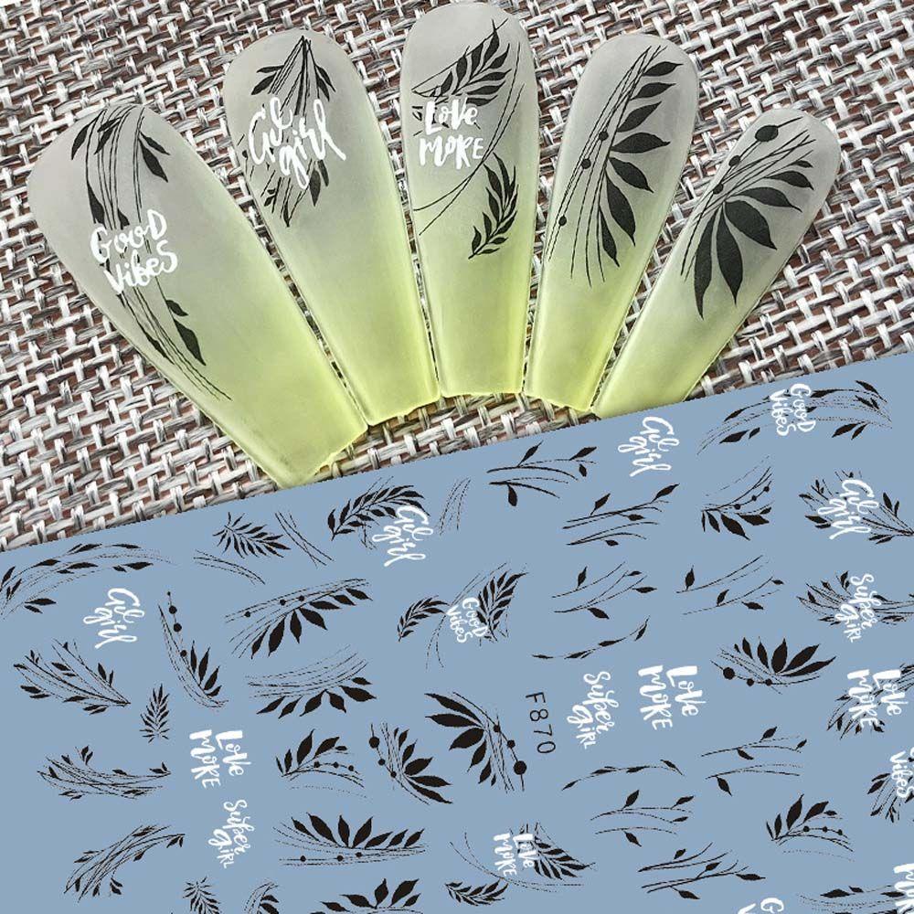 Miếng Dán Trang Trí Móng Tay 3D Hình Bướm Và Lá Mùa Xuân