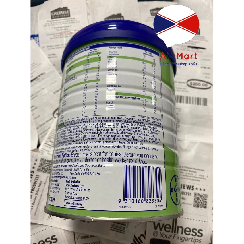 Sữa Novalac  Allergy Premium Infant Formula Nhập Khẩu Nội Địa Úc Hộp 800g Cho Trẻ Dị Ứng Đạm Sữa Bò Hàng Bay AirCargo