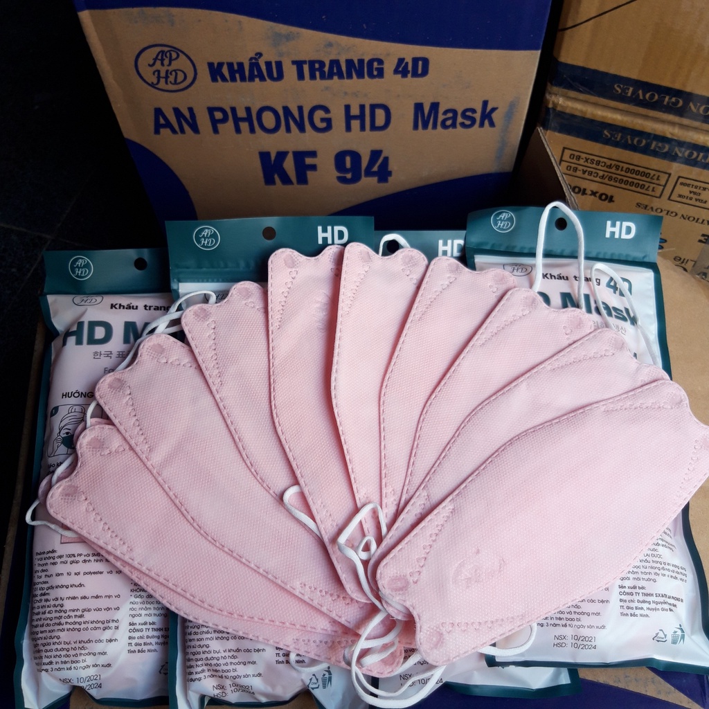 [CHÍNH HÃNG] COMBO 10 TÚI 100 Khẩu Trang 4D KF94 HD Mask NHIỀU MÀU Chống Bụi Mịn Và Kháng Khuẩn Tiêu Chuẩn Hàn Quốc