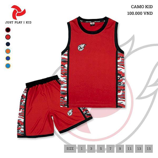 Bô quần áo bóng rồ trẻ em CAMO của Justplay - đẹp ,thiết kế dễ thương,vải mềm và mát - hàng phân phối chính hãng