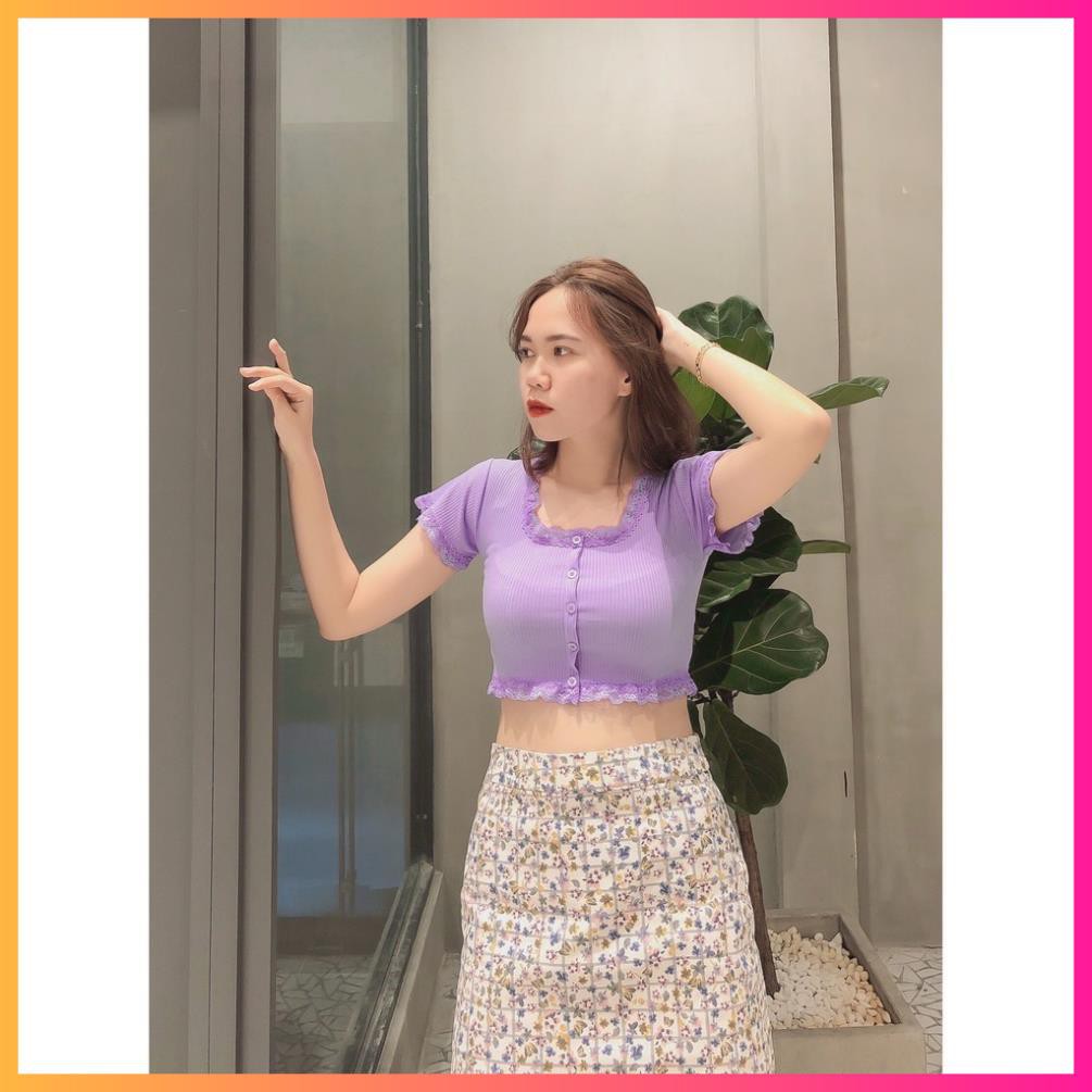 Áo Croptop cổ vuông, viền ren form ôm cực đẹp vải mềm, Thấm hút mồ hôi - MOONMY | BigBuy360 - bigbuy360.vn