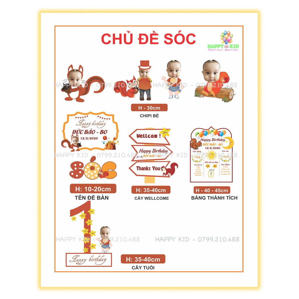 Hình Chibi Sinh Nhật, Đầy Tháng Thiết Kế Theo Yêu Cầu Cho Bé Trai, Bé Gái