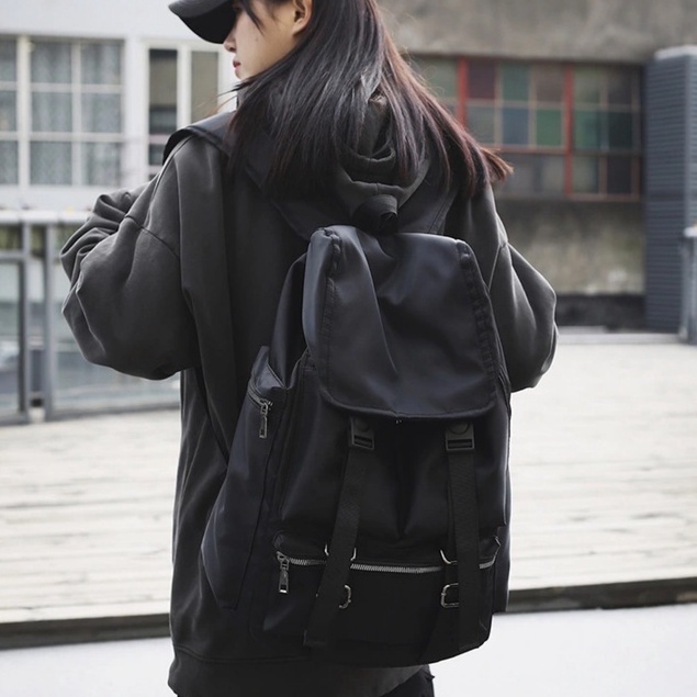 Balo thời trang Unisex All Black đựng laptop cỡ lớn 15.6 inch