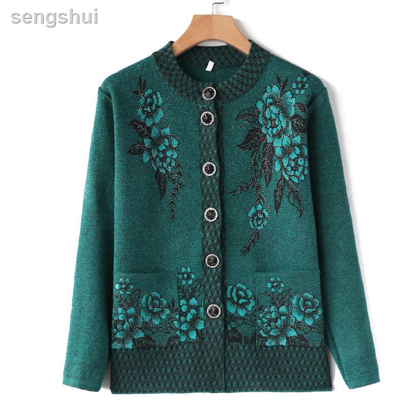 Áo Khoác Cardigan Dệt Kim Thời Trang Cho Phụ Nữ Trung Niên 60 Tuổi 70grandma