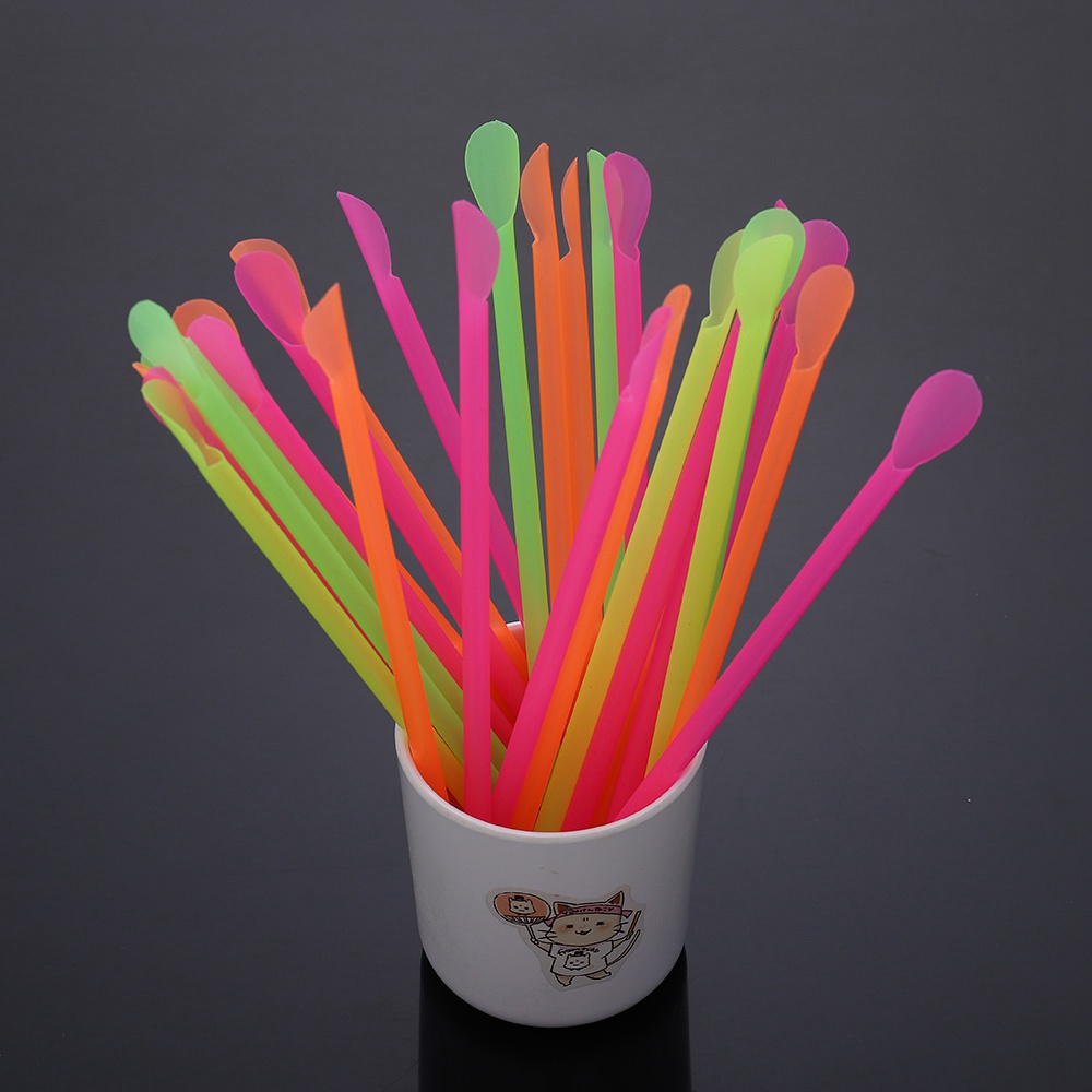 Bộ 100 Muỗng Nhựa Uống Cocktail/Đồ Uống Dùng Một Lần Kích Thước 20cm Tiện Dụng Cho Văn Phòng