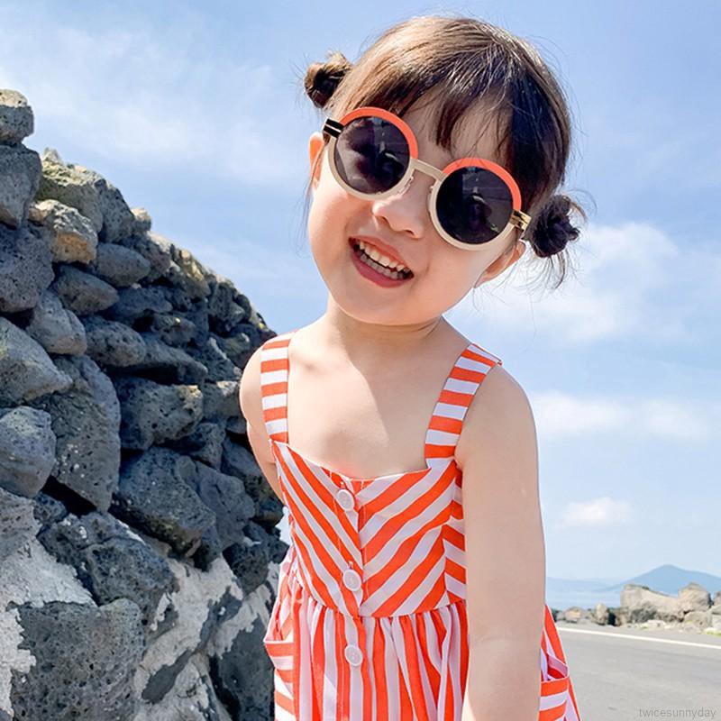 ☀ sunny ღ Baby Girl Cartoon Stripes Print Sleeveless Sling Dress