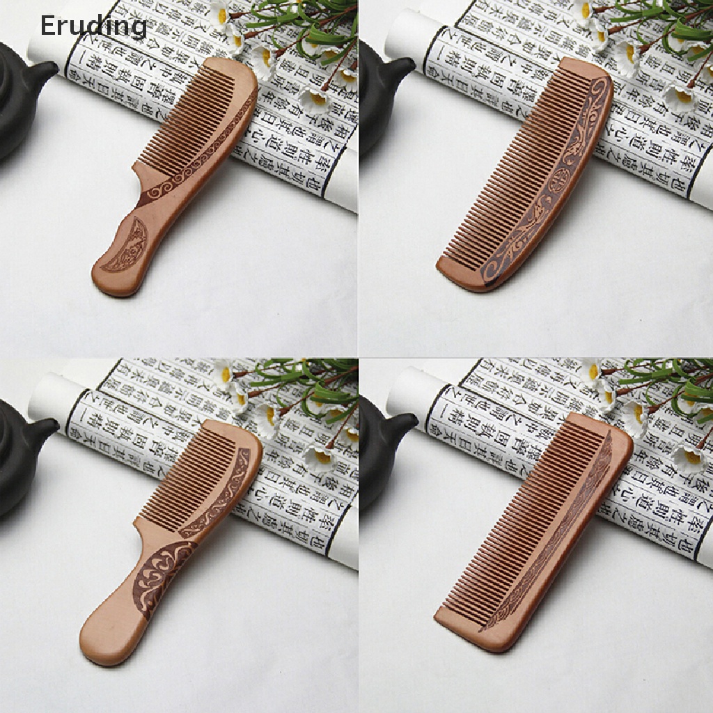(Hàng Mới Về) Lược Gỗ Đào Mát Xa Đầu Chống Tĩnh Điện