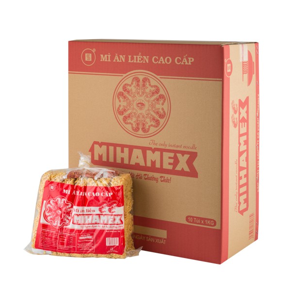Thùng mì 10 kg MIHAMEX  ăn liền hảo ba gói tôm miền hảo muối chấm khô xào đại