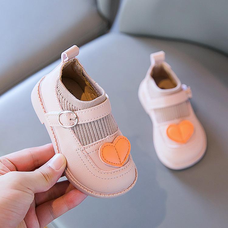Giày búp bê len phối trái tim cho bé gái Giày công chúa tập đi 1-3 tuổi size 15-25 [GG03]