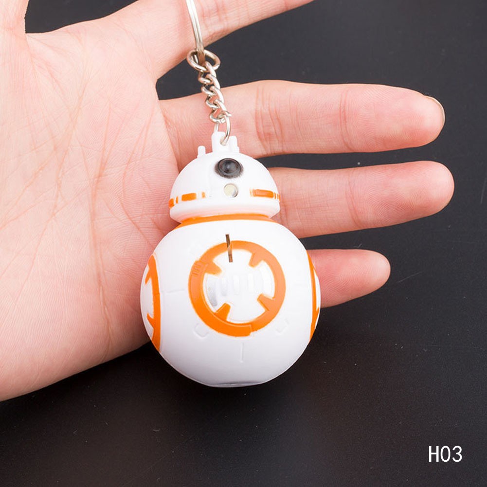 Móc Khóa Hình Robot Star Wxxx War Bb-8 Có Đèn Led Và Âm Thanh 3 Kiểu Dáng Độc Đáo