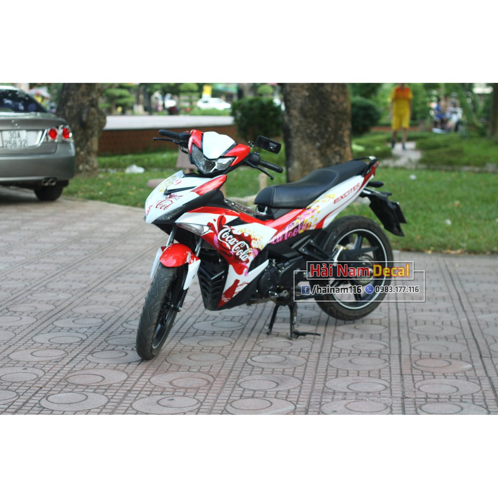 Tem trùm exciter 150 trắng đỏ cocacola