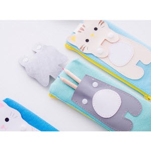 HB21 Hộp bút túi viết bóp viết mèo nổi hộp bút cute hộp bút dễ thương