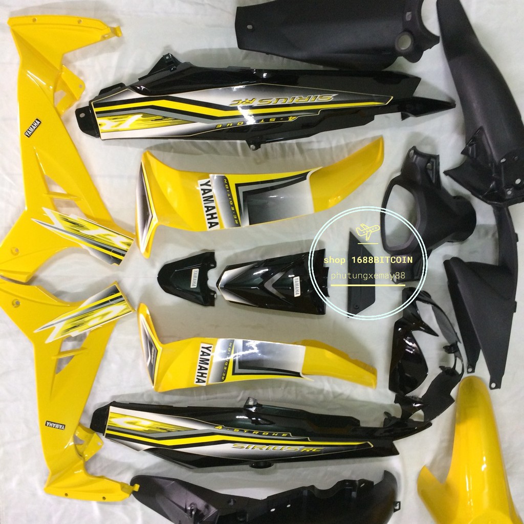 Bộ nhựa SIRIUS RC - dàn áo xe sirius màu Vàng Đen nhựa nguyên sinh loại 1+Tặng Kèm Tem