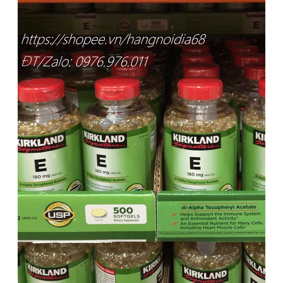 VITAMIN E 180MG (400 IU) KIRKLAND 500 VIÊN CỦA MỸ