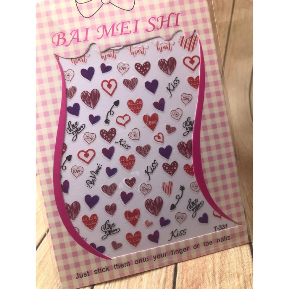 Hình dán móng tay trái tim T331