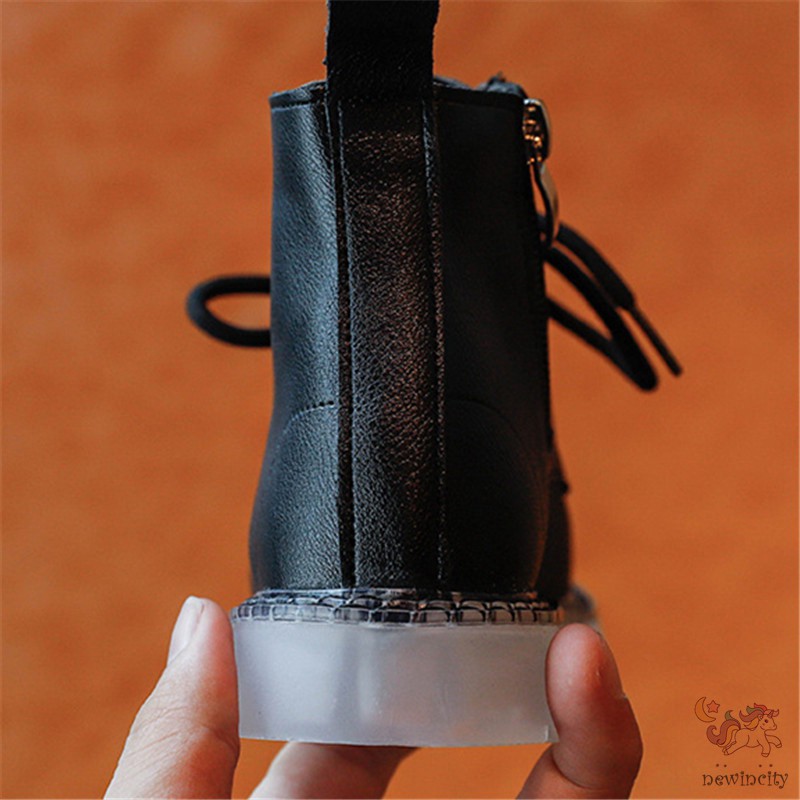 Giày bốt da Pu đế mềm chống trượt phong cách thời trang Anh Quốc cá tính cho bé