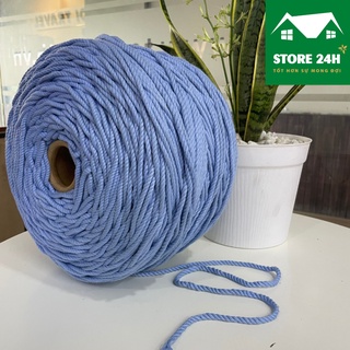 200 gr dây thừng cotton màu xanh ghi đá (new) làm macrame, size 3mm, 5mm, mềm, mịn, mượt, giá tốt I Store 24h