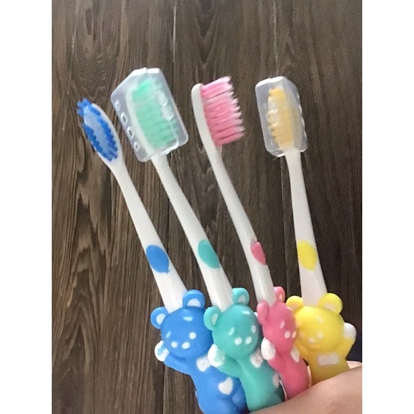 Set 4 bàn chải đánh răng hình gấu lông mềm cho bé