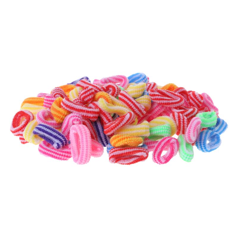 Set 100 dây buộc tóc co giãn mềm mại nhiều màu sắc dành cho bé gái