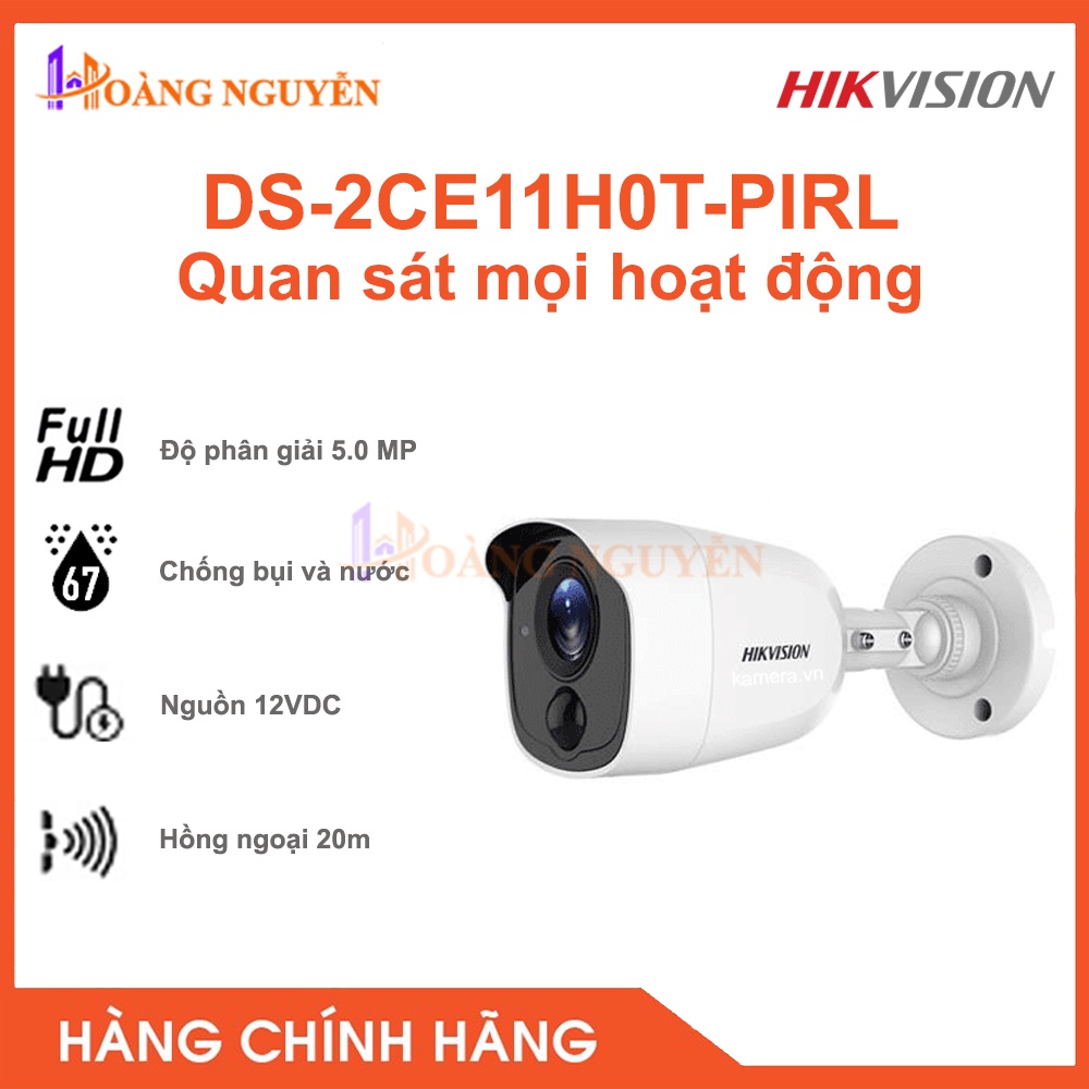 [NHÀ PHÂN PHỐI] Camera HDTVI PIR HIKVISION DS-2CE11H0T-PIRL(3.6mm)  5MP - Cảm Biến Hồng Ngoại Thụ Động – PIR