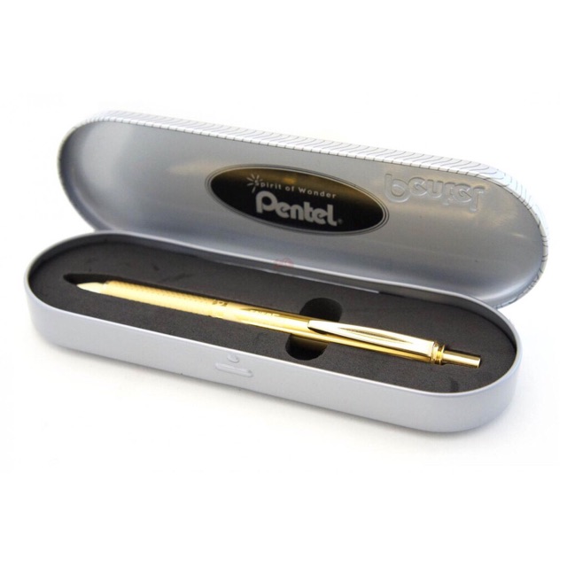 Bút ký cao cấp mực Gel nét 0.7 Pentel BL407 - mạ vàng kèm hộp sắt