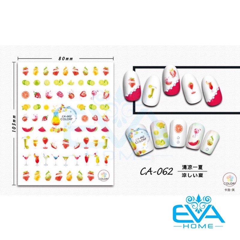 Decal Dán Móng Tay 3D Nail Sticker Hoạ Tiết Chủ Đề Trái Cây Fresh Fruits CA060  - CA063