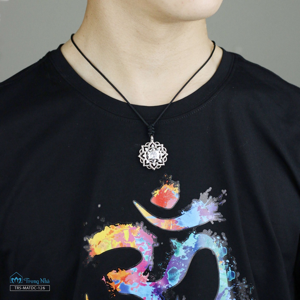 Mặt dây chuyền bạc S925 biểu tượng Mandala đính đá - Trang sức Bình An - Trong Nhà