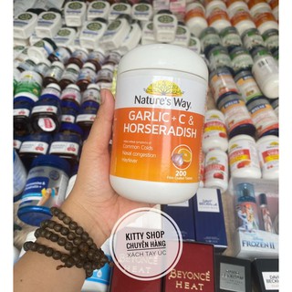 Nature's Way Garlic + C & Horseradish 200 viên Viên uống hỗ trợ chữa trị cảm cúm viêm xoang