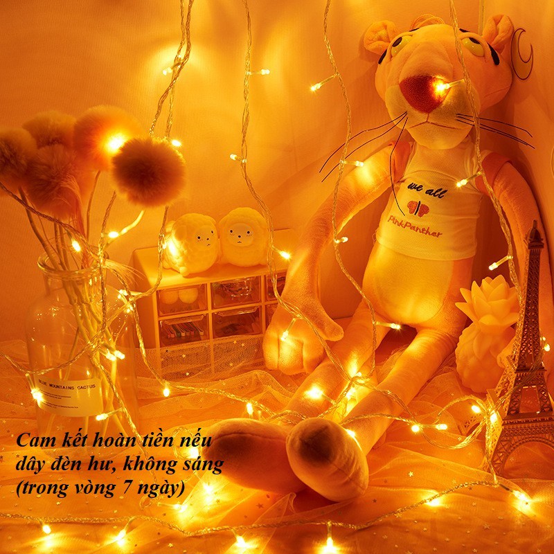 Combo dây đèn led và kẹp gỗ (bảo hành, chớp nháy 3 cấp độ 4 mét) trang trí tiệc sinh nhật, decor phòng Teddy Bear stor