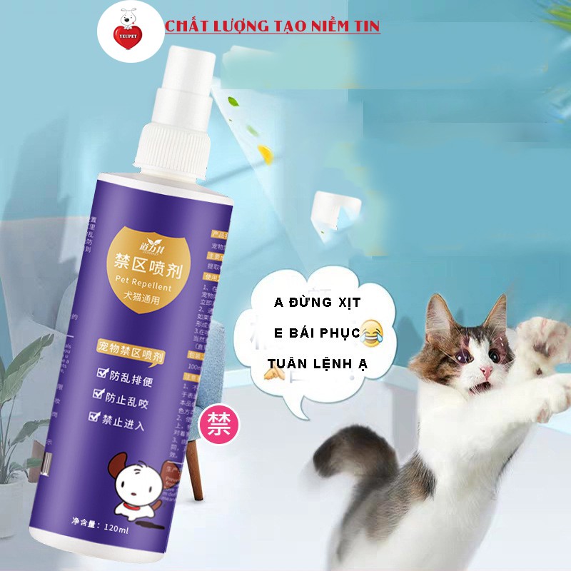 [Mã 11FMCGSALE1 giảm 10% đơn 250K] Bình xịt huấn luyện đi vệ sinh đúng nơi cho chó PET REPELLENT -120ml