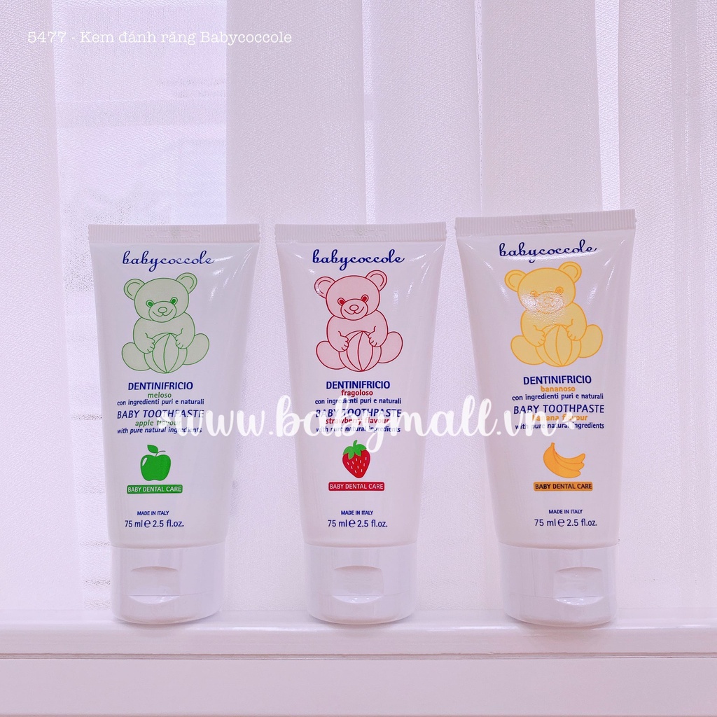 Kem đánh răng cho bé Babycoccole 12M+ trẻ em nuốt được 75ml