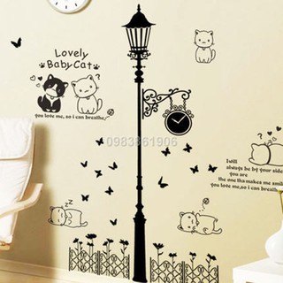 decan ghép cây cột điện và con mèo