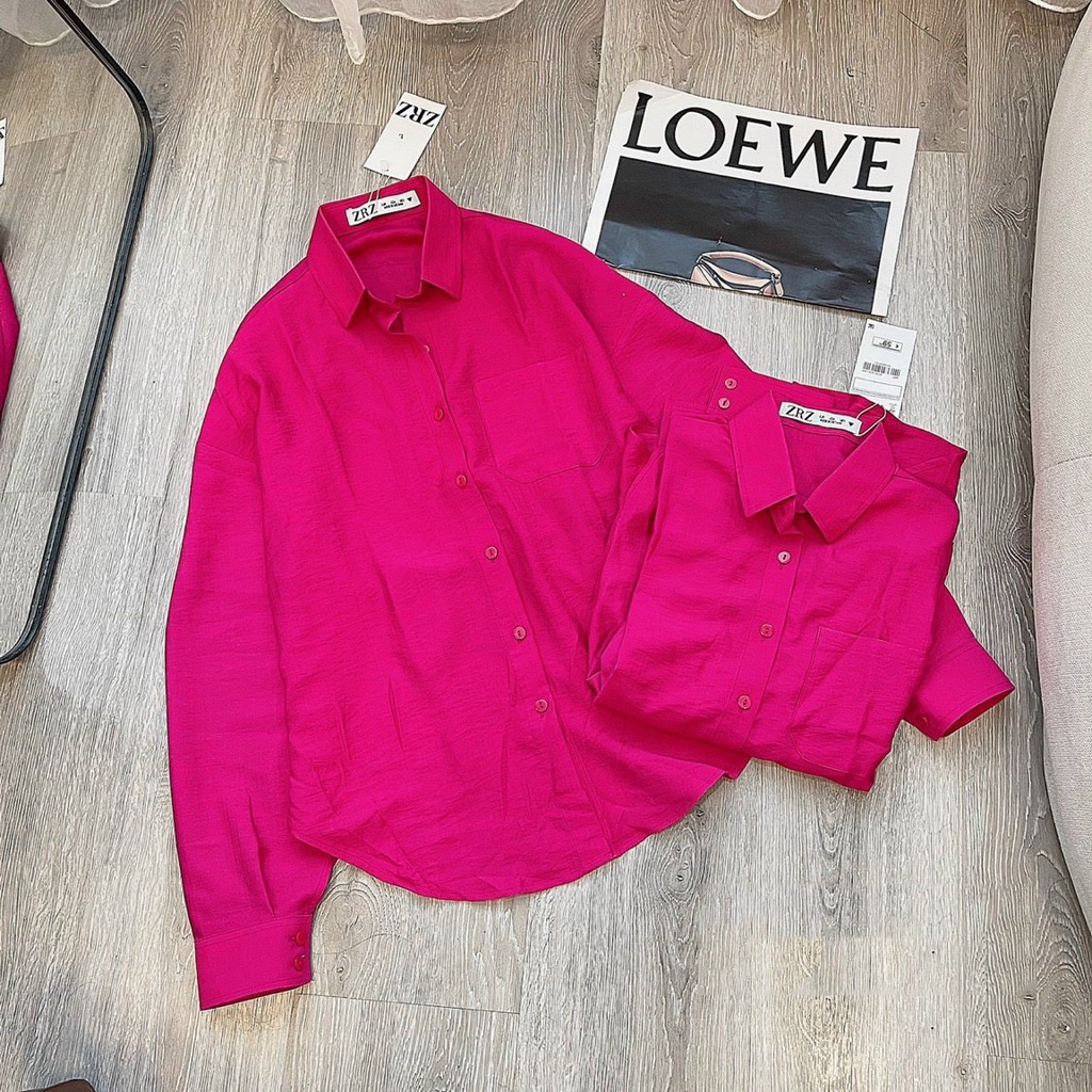 Áo sơ mi hồng sen áo sơ mi hồng pastel form rộng vạt bầu LD130 | BigBuy360 - bigbuy360.vn