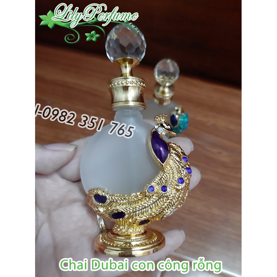 Lọ chiết tinh dầu Dubai con công sang trọng 15ml DB010 (Vỏ chiết/Chai chiết/Ống chiết nước hoa)