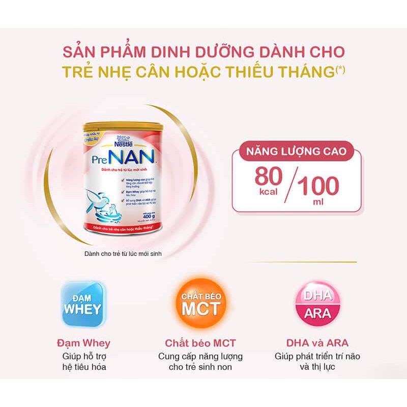 Sữa bột Nestle Pre-nan 400gr dành cho trẻ sanh non nhẹ cân