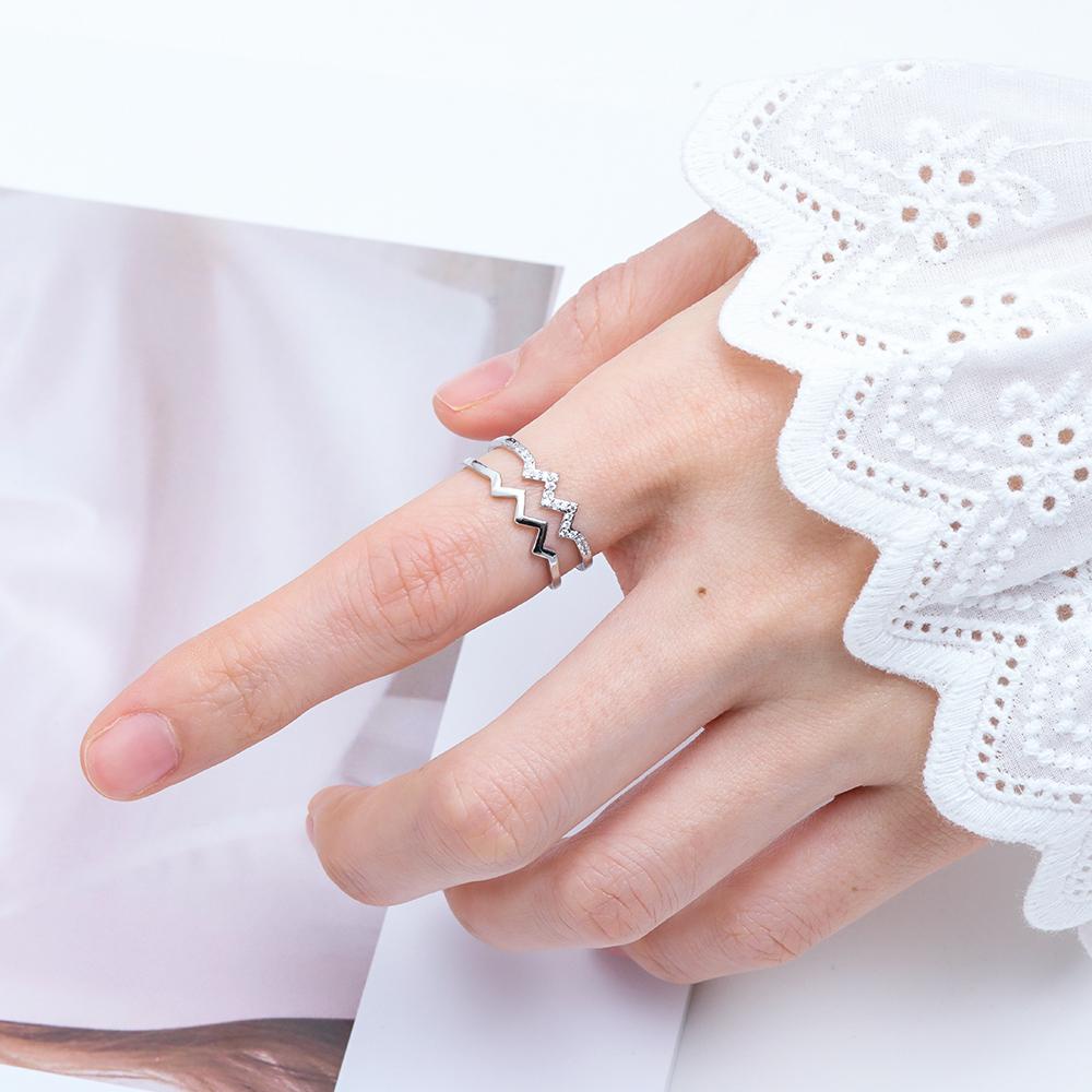 Nhẫn Gợn Sóng SUMU SUMU|Nhẫn Hở Đính Đá Nhiều Màu Sắc Hợp Thời Trang