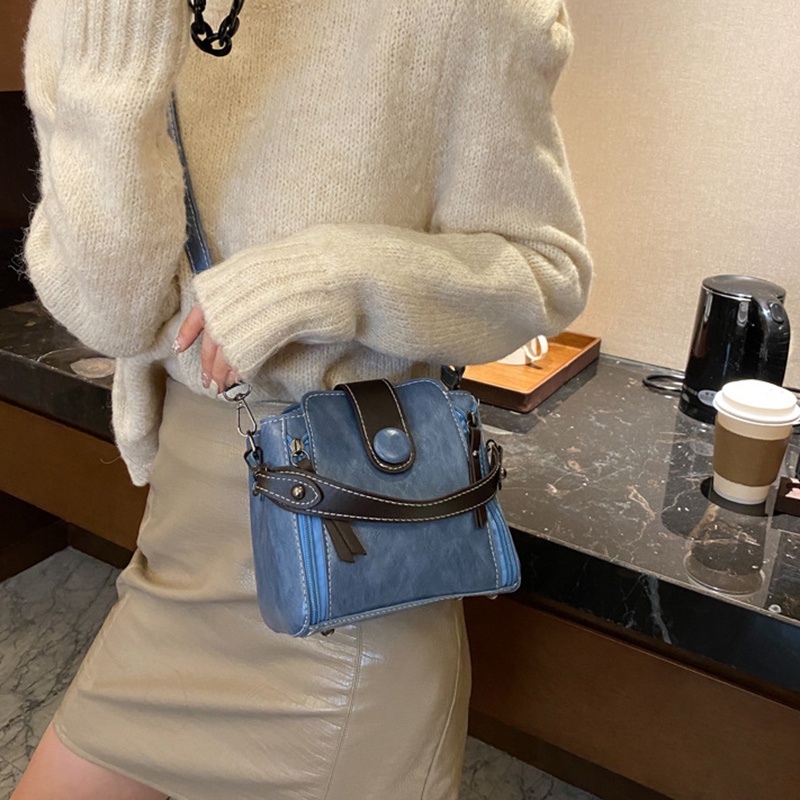 Túi Đeo Chéo Khóa Kéo Nam Châm Phong Cách retro Đường Phố