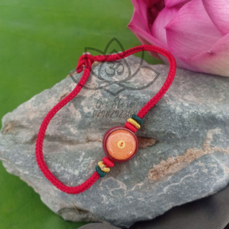 Vòng tay chú Lăng Nghiêm bện chỉ đỏ và đá chu sa