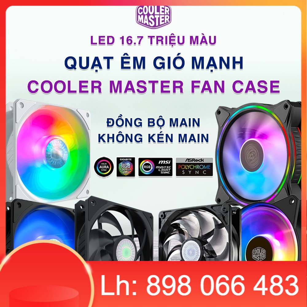 Quạt Fan Case 12cm Cooler Master gió mạnh quạt êm - CoolerMaster SickleFlow Halo Masterfan Fan led RGB 120mm 140mm 14cm